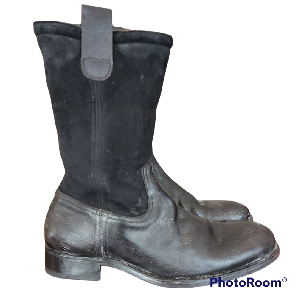n.d.c. hand man leather and suede boots line with sherpa black Size 13